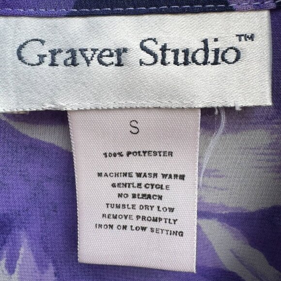 Graver Studio Womens Purple Floral Button-Up Semi Sheer Long Sleeve Boho Blouse - Picture 4 of 9